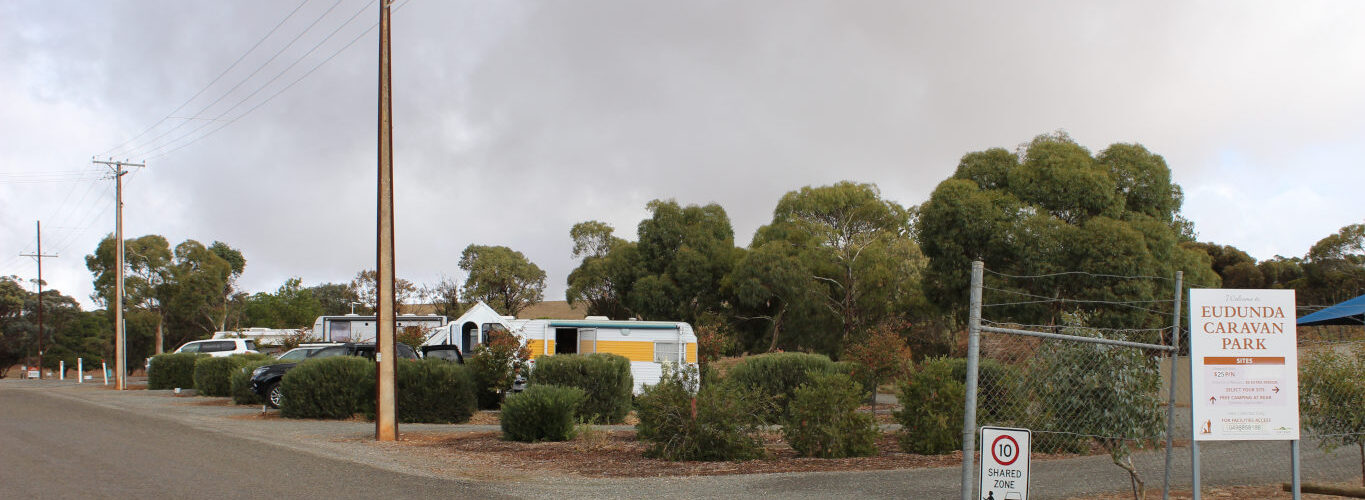 Eudunda Caravan Park 6 bays full from 8 Powered Sites - View from Front Entrance